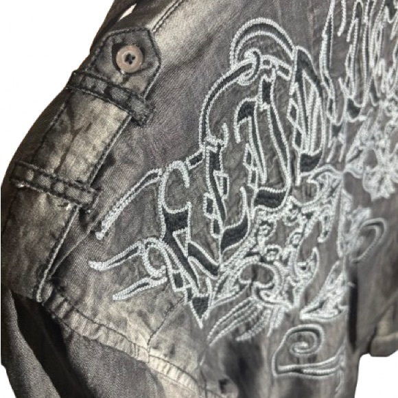 2/$20 Roar Gray Lightweight Shirt Jacket with Collared Design - Picture 4 of 8